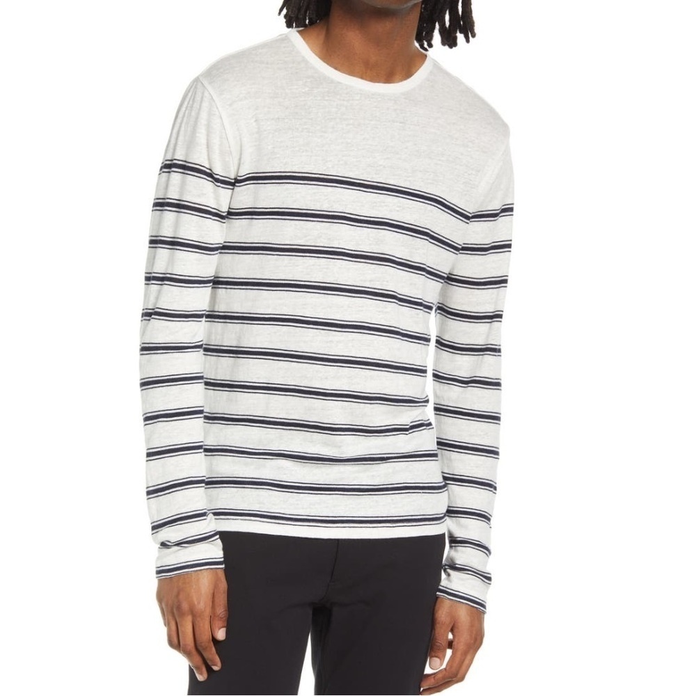 NWT Vince Linen Striped Crewneck
